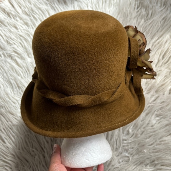 Peter Bettley Vintage Brown Felt Rabbit Fur Floral Fascinators Hat One Size main image 4